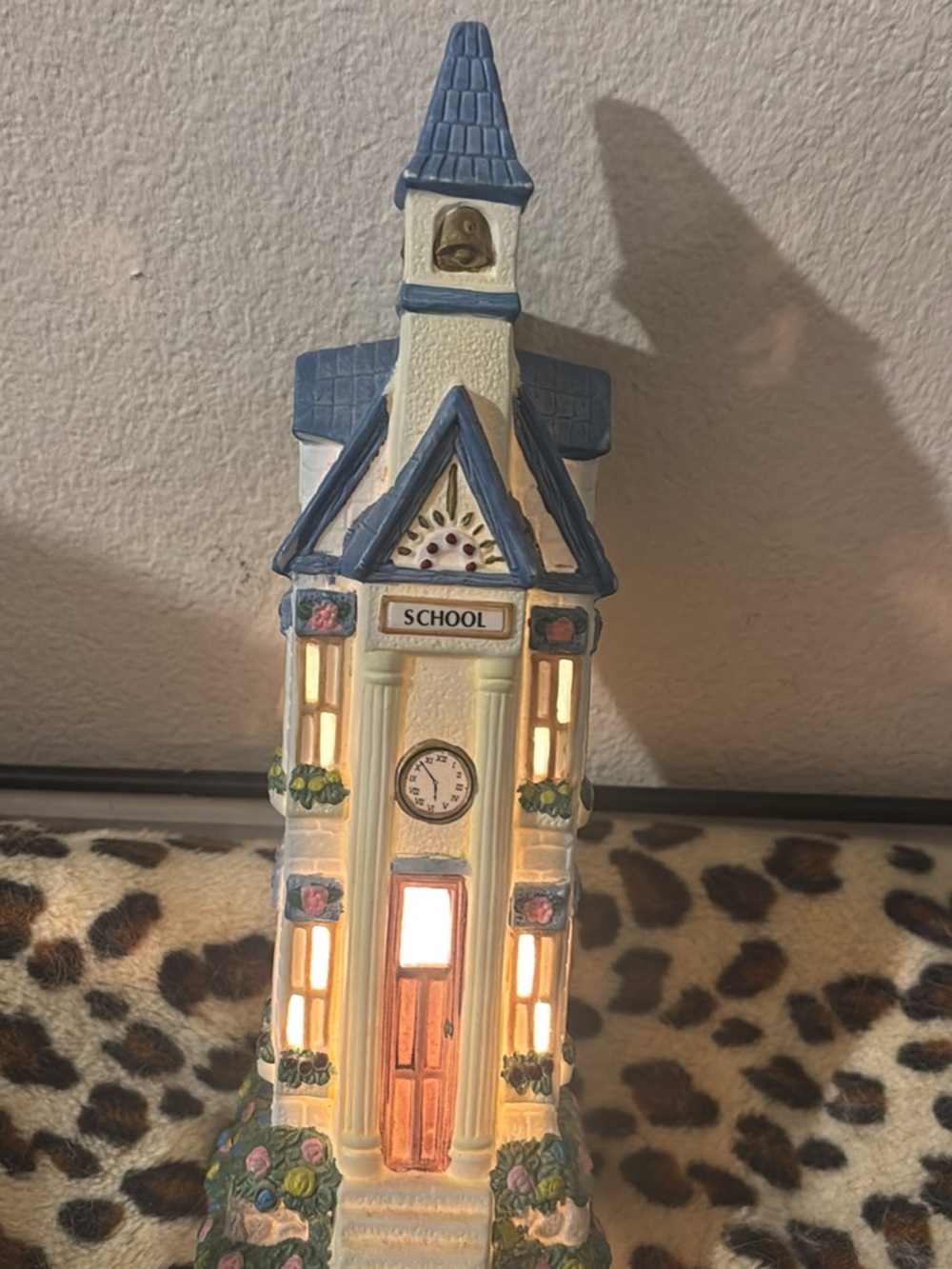 Collectors Blue and Cream Decorative Schoolhouse Lamp